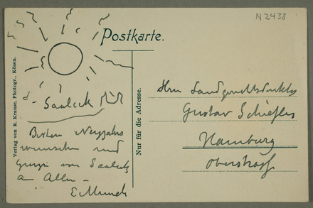 ILL. 8. POSTCARD FROM EDVARD MUNCH TO GUSTAV SCHIEFLER 1906, MM N 2438-1 . ILL. 8. POSTCARD FROM EDVARD MUNCH TO GUSTAV SCHIEFLER 1906, MM N 2438-1