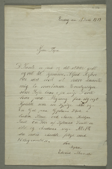 . ILL. 13. LETTER FROM EDVARD MUNCH TO HIS FATHER CHRISTIAN MUNCH 18 JUNE 1874, MM N 716
